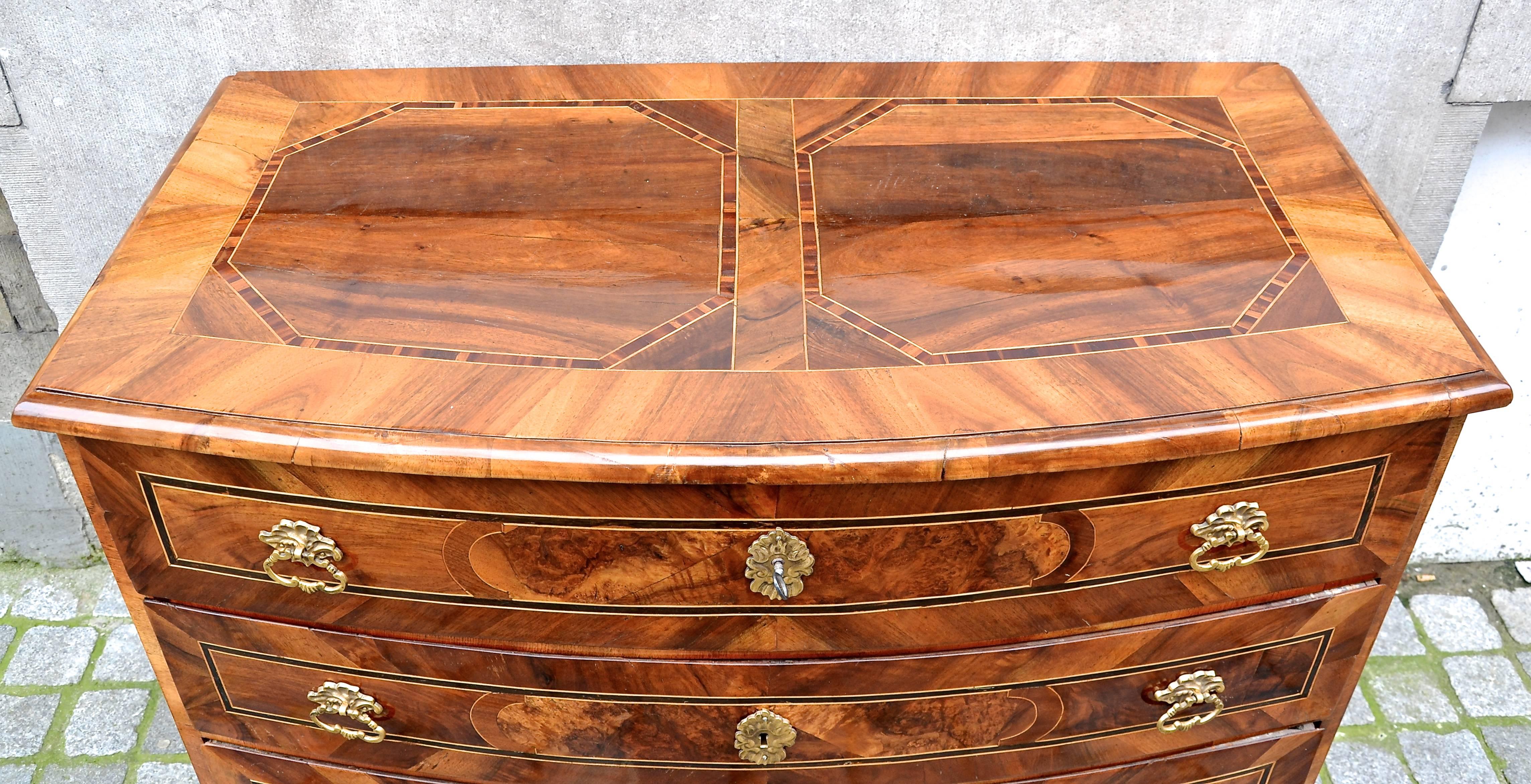 Louis XV 18th Century German Marquetry Chest of Drawers For Sale