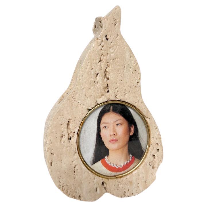 Pear-Shaped Travertine Photo Frame For Sale
