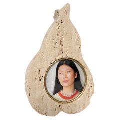 Pear-Shaped Travertine Photo Frame