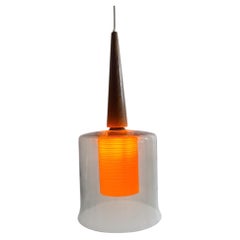 Scandinavian Pendant, Glass and Teak, 1960s - 4 available