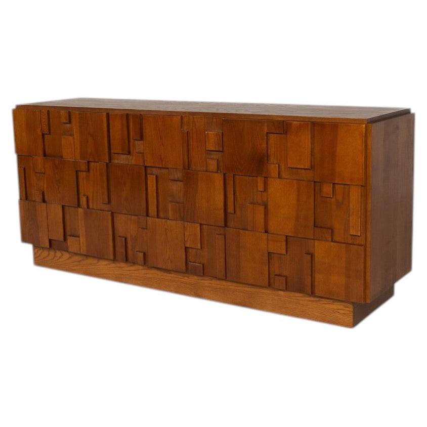 Contemporary Brutalist Wooden Sideboard, Italy For Sale