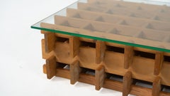 Tavolino italiano in stile Mid-Century con struttura a griglia, in legno e vetro, anni ’60