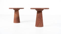 Pair of Contemporary Red Travertine Coffee Tables, Italy