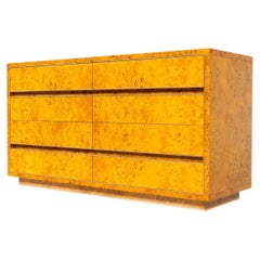 Mid-Century Burl Wood Sideboard attributed to Willy Rizzo, Italy, 1970s