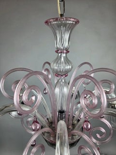 Six-Arm Murano Chandelier With Scrollwork, 20th Century