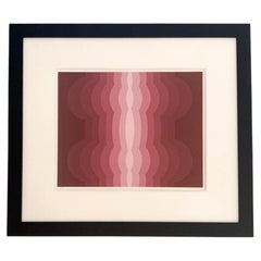 Serigrafía abstracta en tonos rosas de Miodrag, 56/75