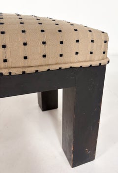 Große Bank, Holz und Originalstoff, 1960er Jahre