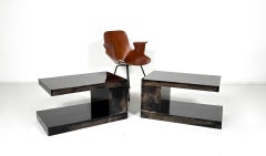 Pair of Aldo Tura Side Tables, Parchment, Italy, 1960s