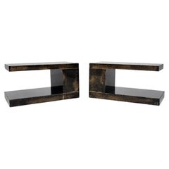 Pair of Aldo Tura Side Tables, Parchment, Italy, 1960s