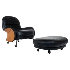 Louisiana Lounge Chair and Ottoman by Vico Magistretti for De Padova, Italy
