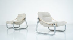 Pair of Tubular Armchairs, Chrome, Italy, 1960s - Original Fabric