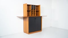 Mid-Century Modern Cabinet, Wood and Leather, Italy, 1970s