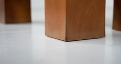 Mid-Century Modern Coffee Table, Grid Wood Pattern and Glass, Italy, 1960s