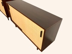 Paire de buffets en bois et raphia, Italie, années 1960