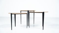 3er-Set ineinander stapelbarer Tische T61E von Osvaldo Borsani für Tecno, Italien, 1957