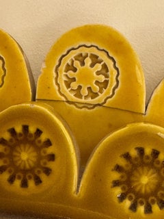 Yellow Ceramic Mirror, Sunflower Shape by Bitossi, Italy, 1960s