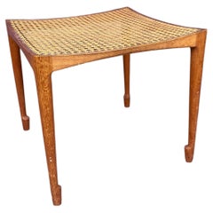 Skandinavischer Hocker aus Holz und Rattan von Bernt Petersen, Dänemark, 1957