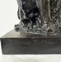 Bronzeskulptur „Éléphant avec son jeune“ von Albéric Collin, Paris, um 1920