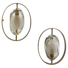 Pair of Wall Lights Mod N°2240 by Max Ingrand for Fontana Arte, Italy, 1960s