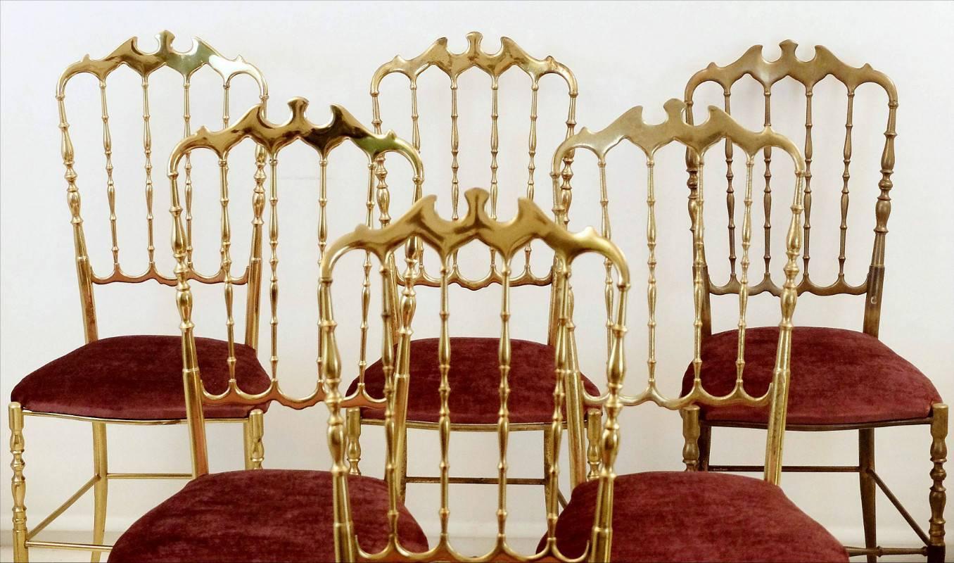 Set of Eight Polished Gilt Brass Chiavari Ballroom Chairs at 1stdibs