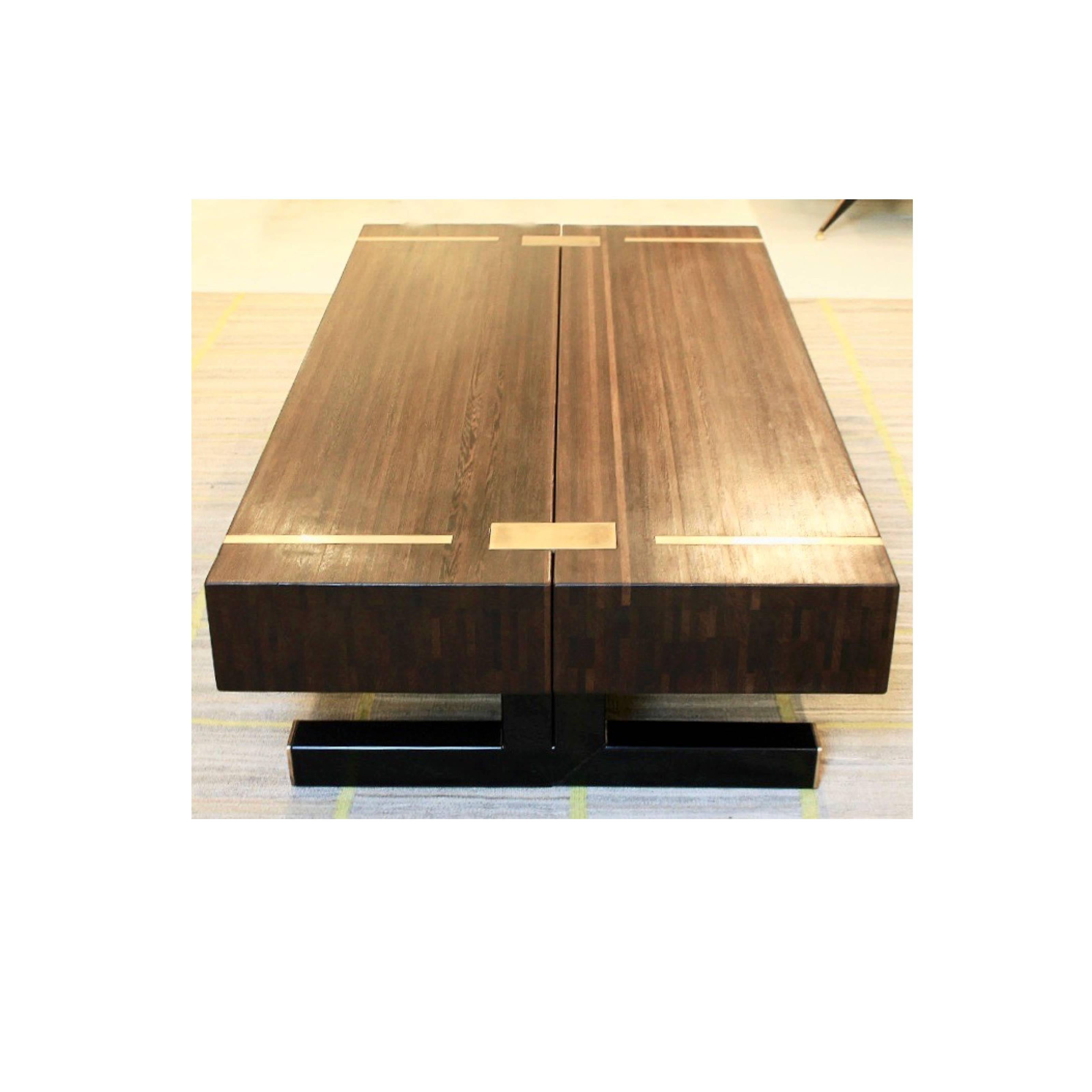 Belgian Contemporary Coffee Table, Using  a J. Wabbes 1960's Wenge End-Grain Wood Top For Sale