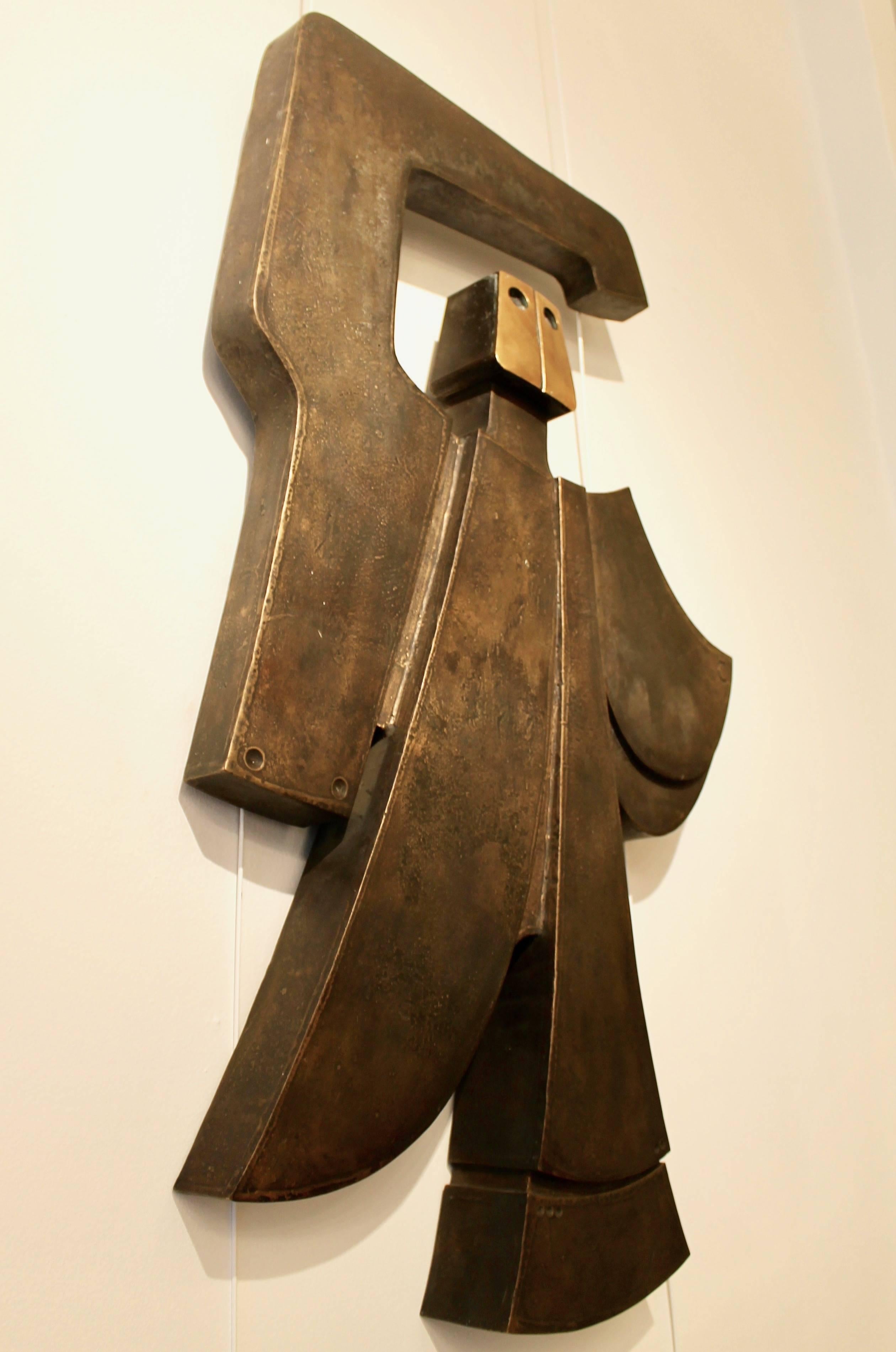 Wall-Mounted Bronze Sculpture, Winged Figure by and Signed by Hubert Minnebo 3