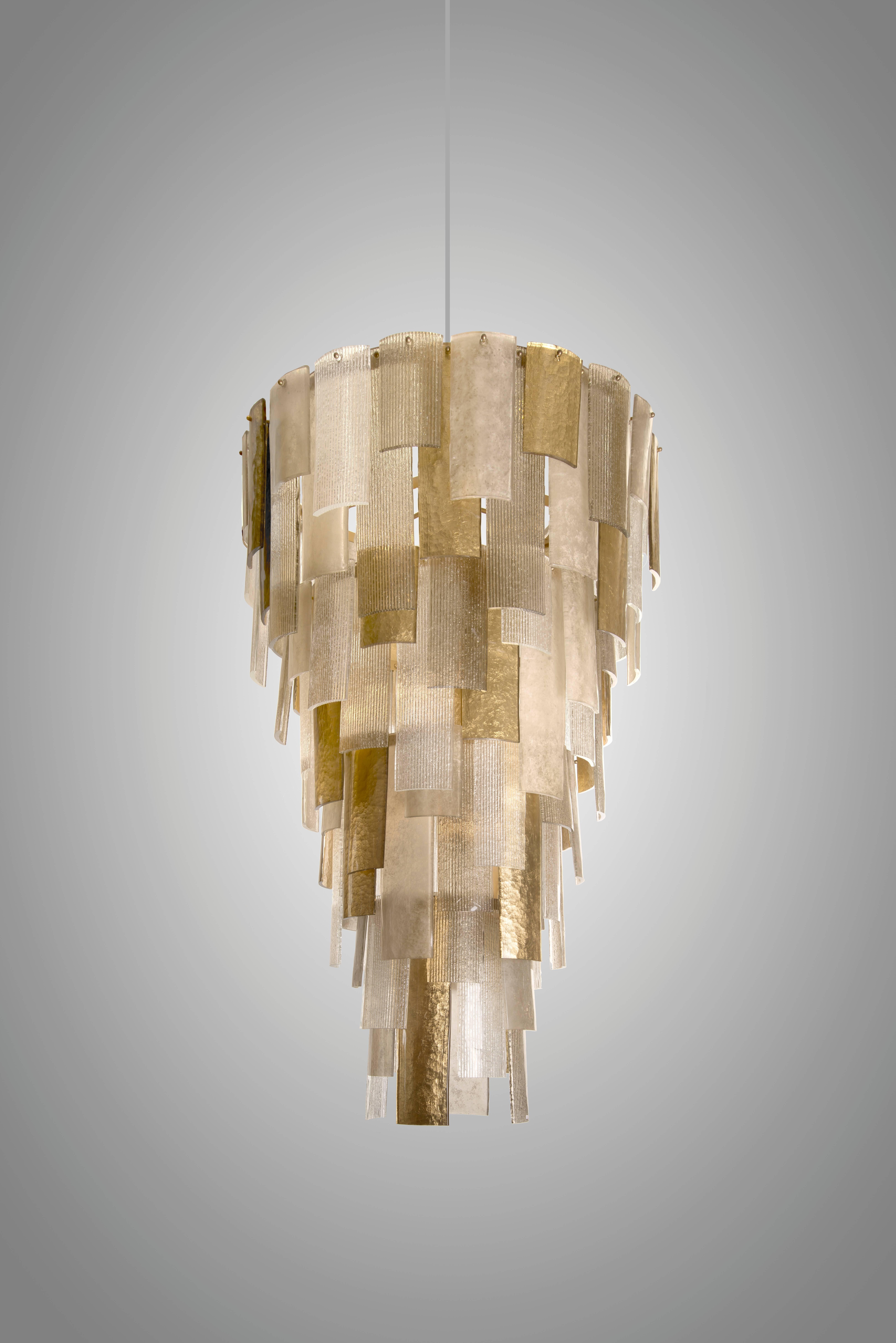 Tall chandelier in Murano glass, Inspired by The 1970s.