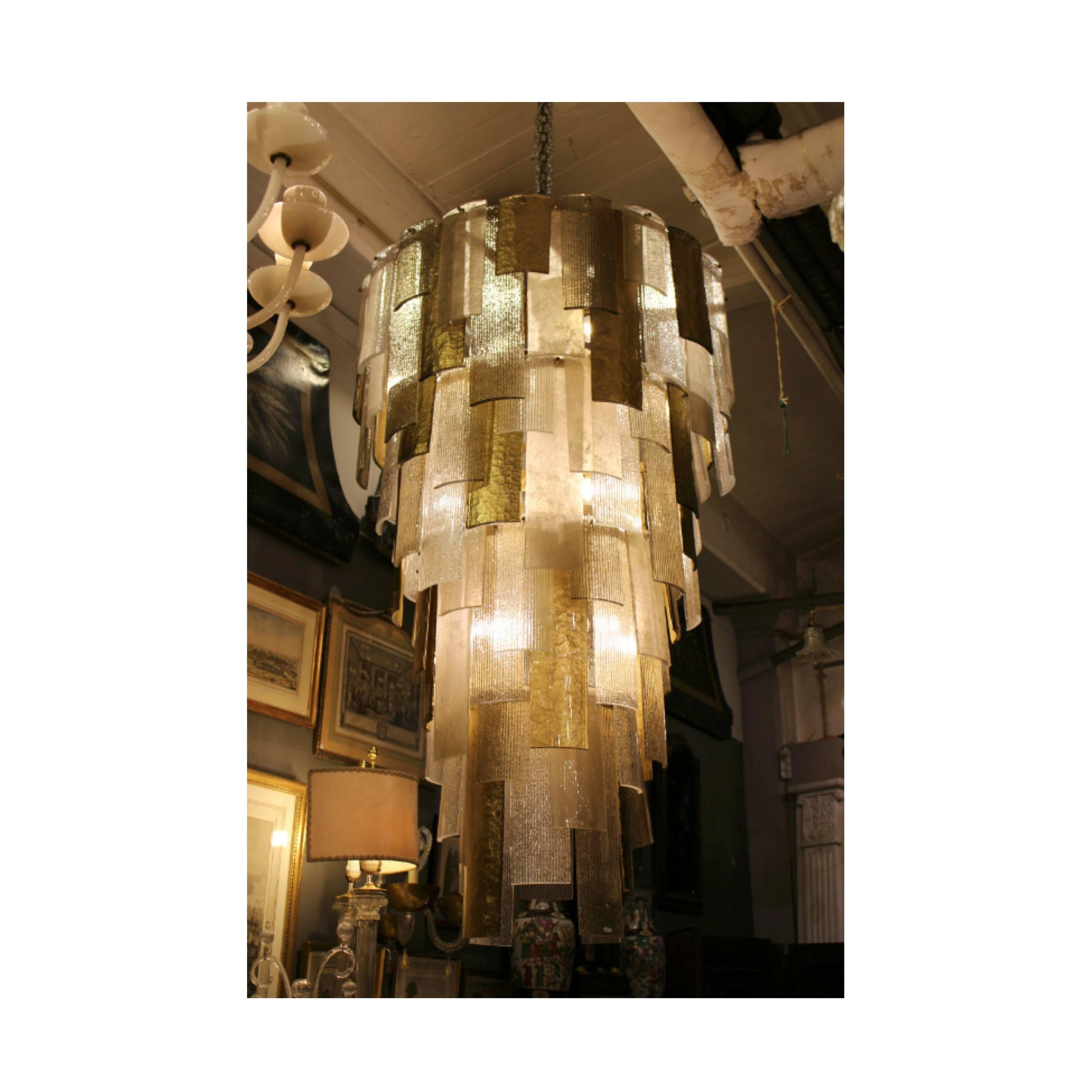 Italian Tall Chandelier in Murano Glass, Inspired by the 1970s