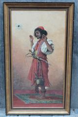 "Arab Soldier in Prayer" by Belgian Painter Théophile Lybaert - Belgium 1899