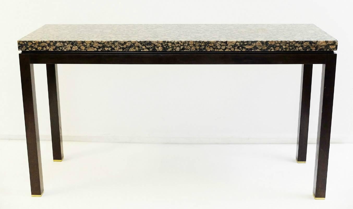 Granite and Wood Console Attributed to E. J. Wormley for Dunbar In Good Condition In Brussels, BE