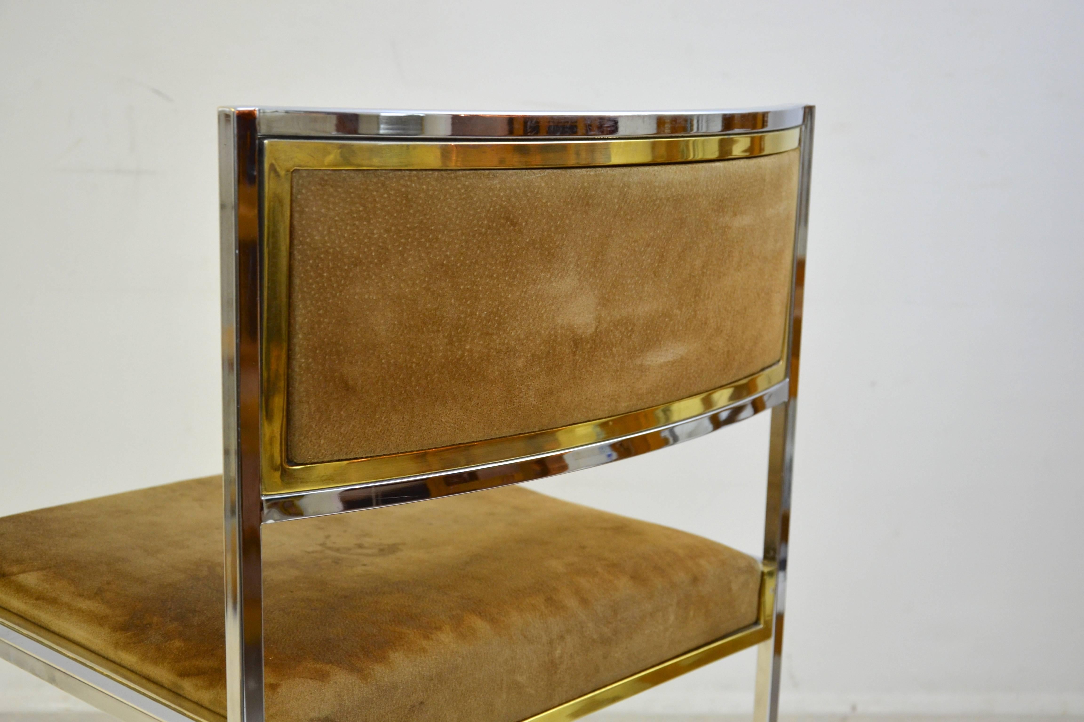 Set of 22 1970s Willy Rizzo Chairs in Brass and Chrome to be Re-Upholstered 2