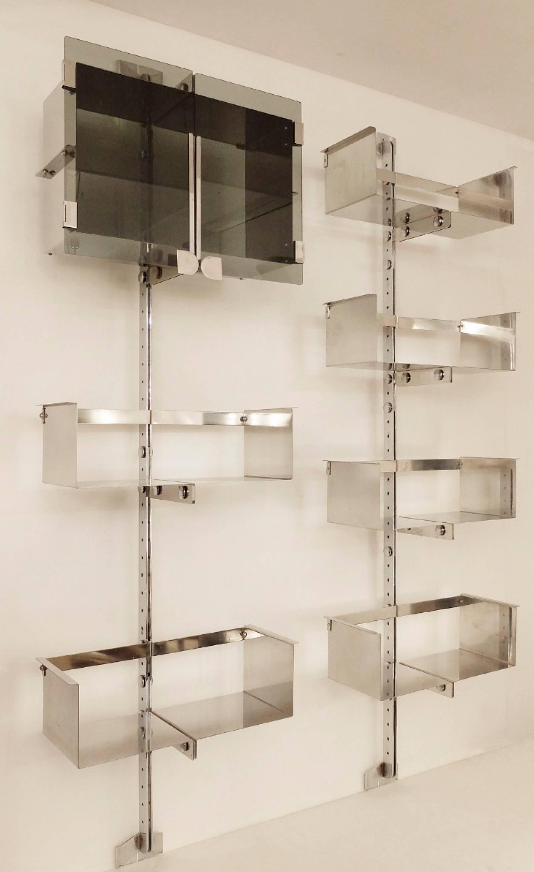 Two Vittorio Introini chrome-plated modulable shelving systems for Saporiti, Italy, 1969.
Price per item.