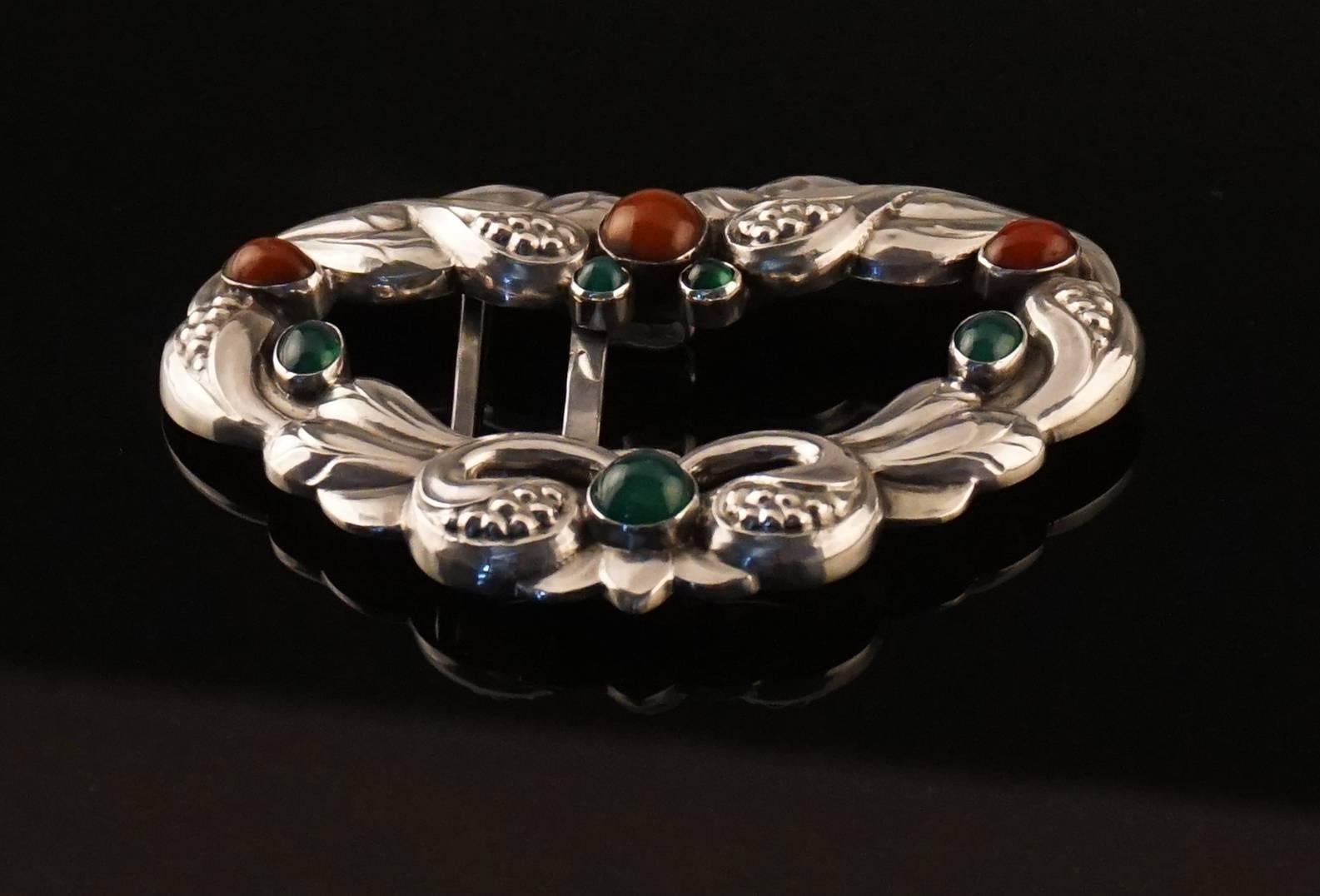 Early Georg Jensen silver belt buckle. Copenhagen, Denmark, 1909-1914.