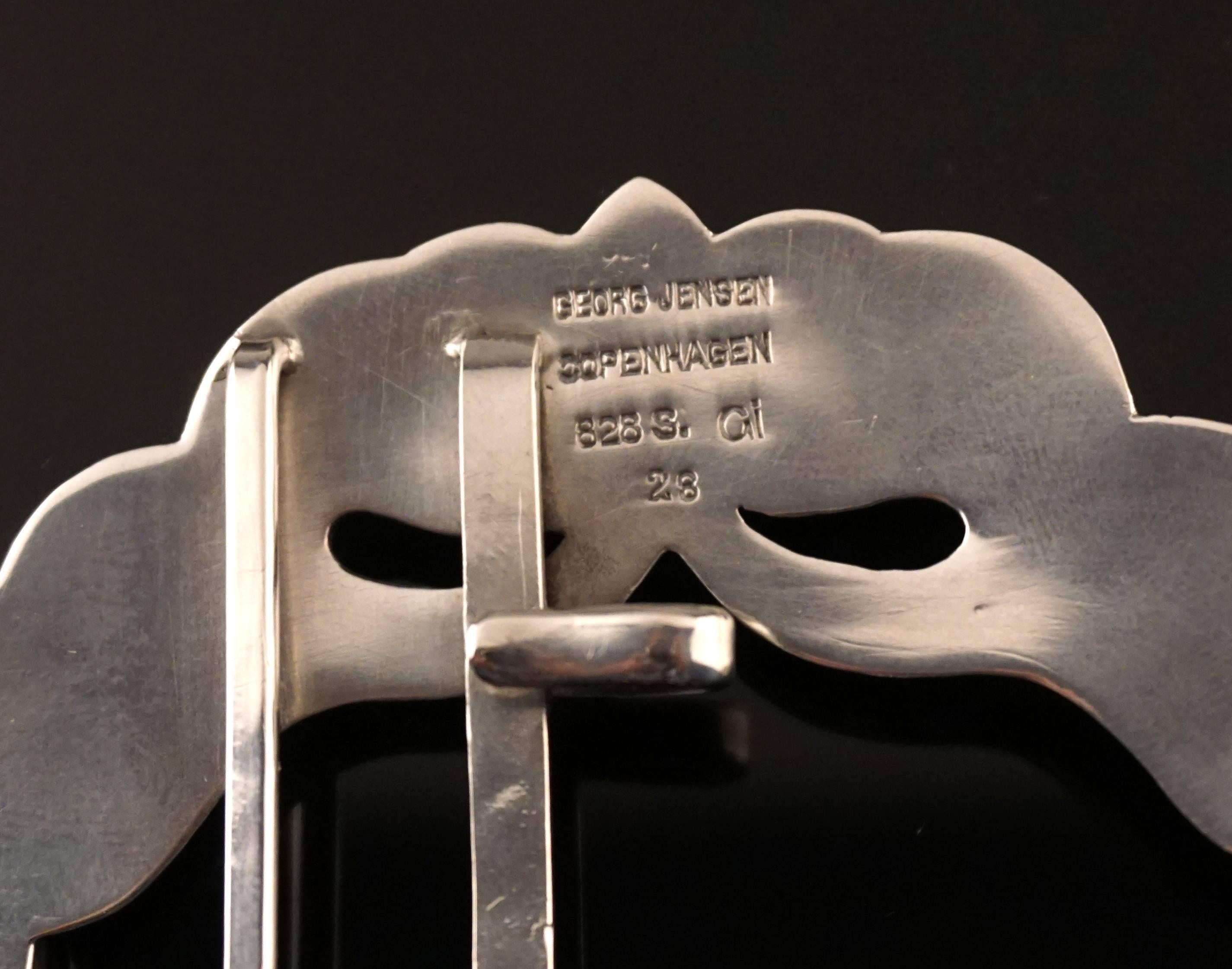 Art Nouveau Early Georg Jensen Silver Belt Buckle, Copenhagen, Denmark, 1909-1914