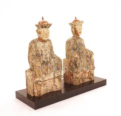 Pair of 18th Century Carved Chinese Mandarins, China, circa 1760
