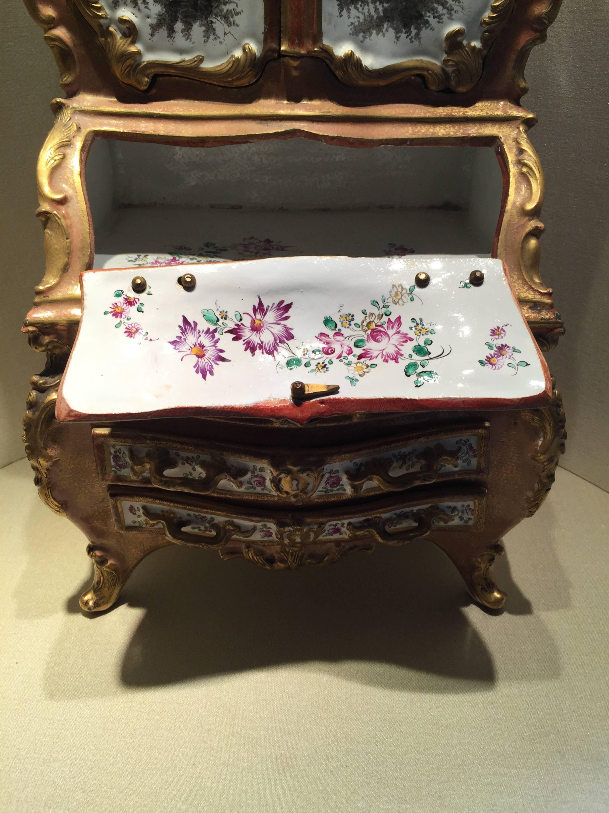 Late 19th Century Very Rare 19th Century Porcelain Cabinet Made by Sèvres For Sale