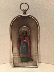 Very Nice Early 20th Century Russian Silver Travel Icon