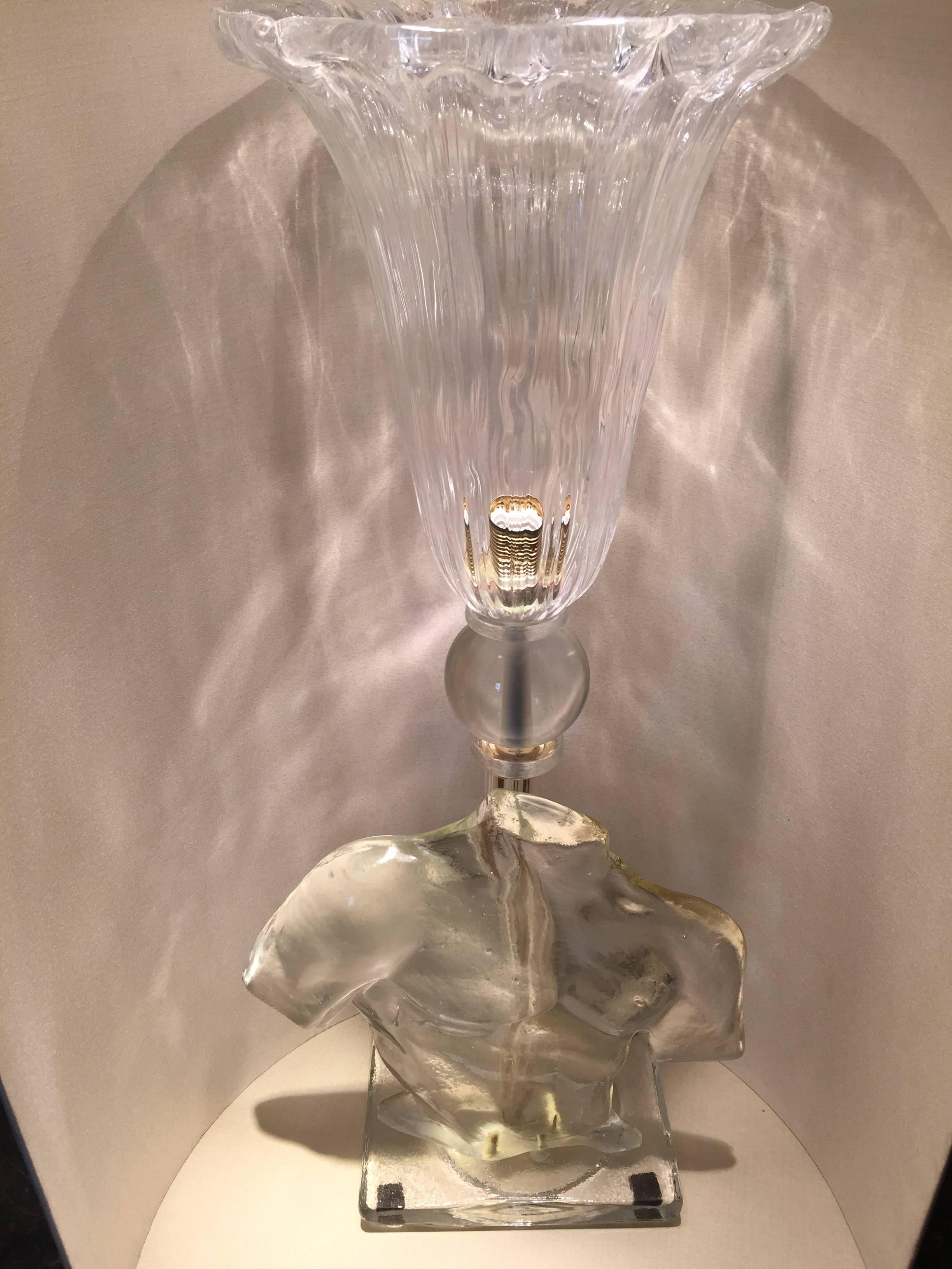 Modern Mid-20th Century pair of  Murano Glass Base Lamp with Torso For Sale
