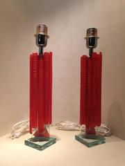 Second Half of the 20th Century Couple of Murano Glass Lamps