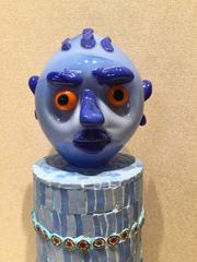"I Monolitici" a Beautiful Mosaic Sculpture with Murano Glass Head