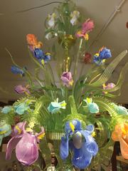 Murano Glass Chandelier with Iris called "Acquatico"