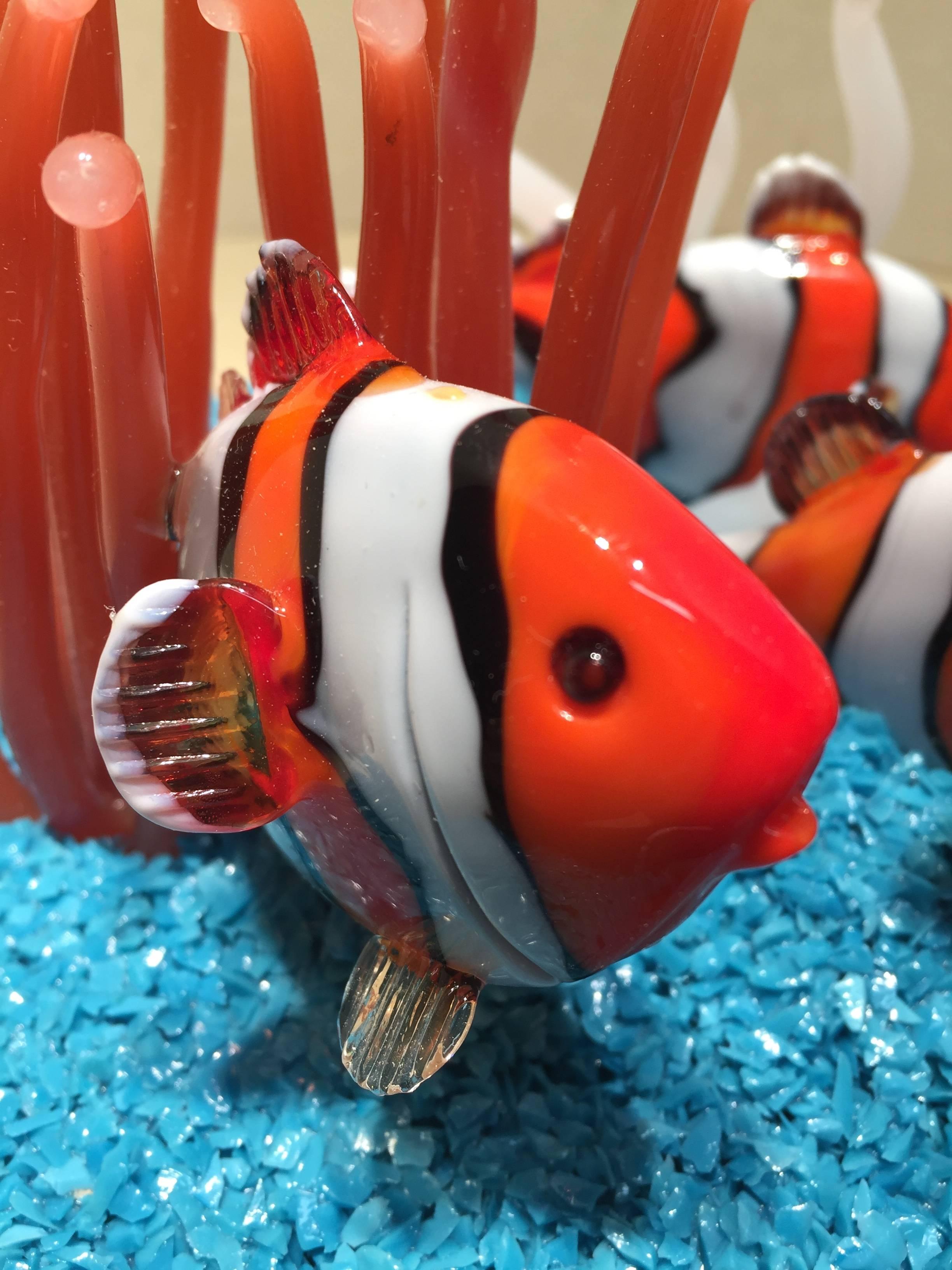 Italian Barrier Reef with Clown Fish, Mixed-Media Murano Glass For Sale