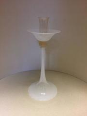 Mid-20th Century White Filigree Candlestick Made by Salviati Glass Factory