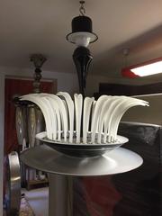 Mid-20th Century Black and White Murano Glass Chandelier
