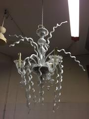 Mid-20th Century Three-Arm Clear Glass Chandelier