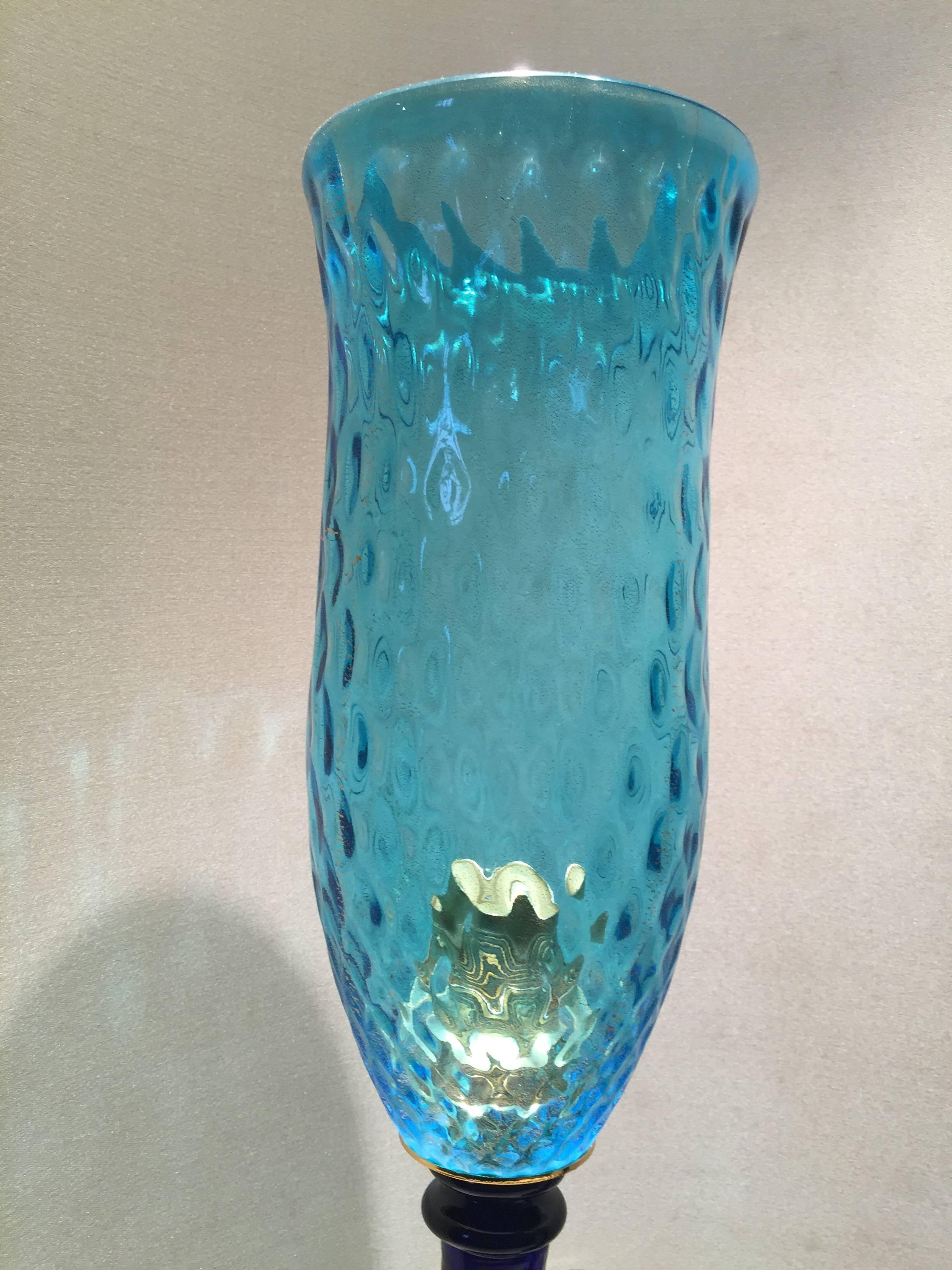 Arts and Crafts Beautiful Couple of Table Lamps Made by Stefano Toso Glass Factory For Sale