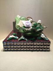 Very Nice Murano Glass and Mosaic Sculpture with Frogs on a Shell