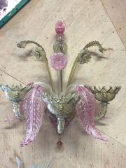 Pair of Murano Glass Three Lights Wall Sconces