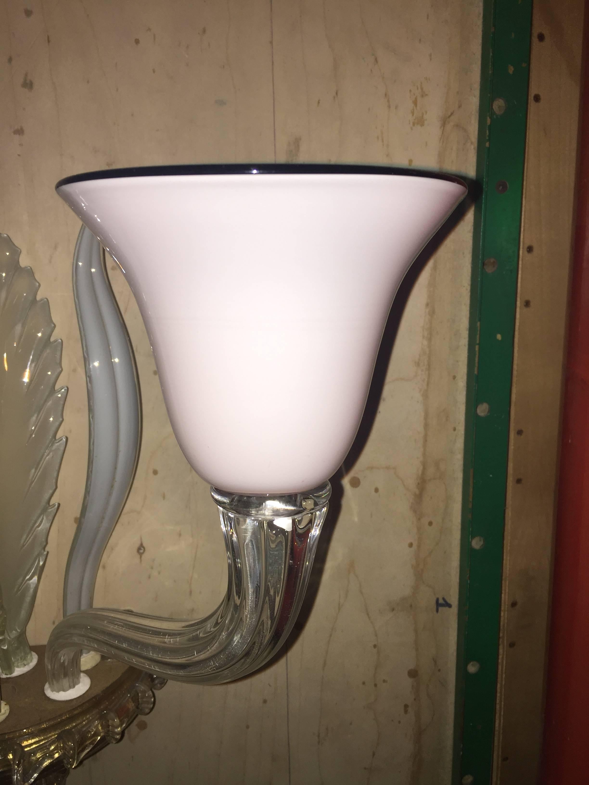 Italian Mid 20th century Two Arms Murano Glass Sconce For Sale