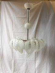 Mid 20th century Barovier & Toso Pulegoso and Clear Glass Chanderlier